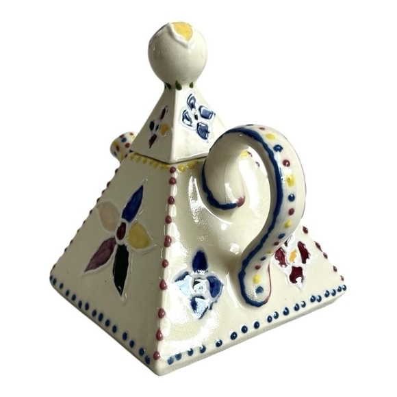 Unique Art Small Pyramid Teapot Hand Crafted Triangle Shape Ceramic Tea Pot - Picture 4 of 6